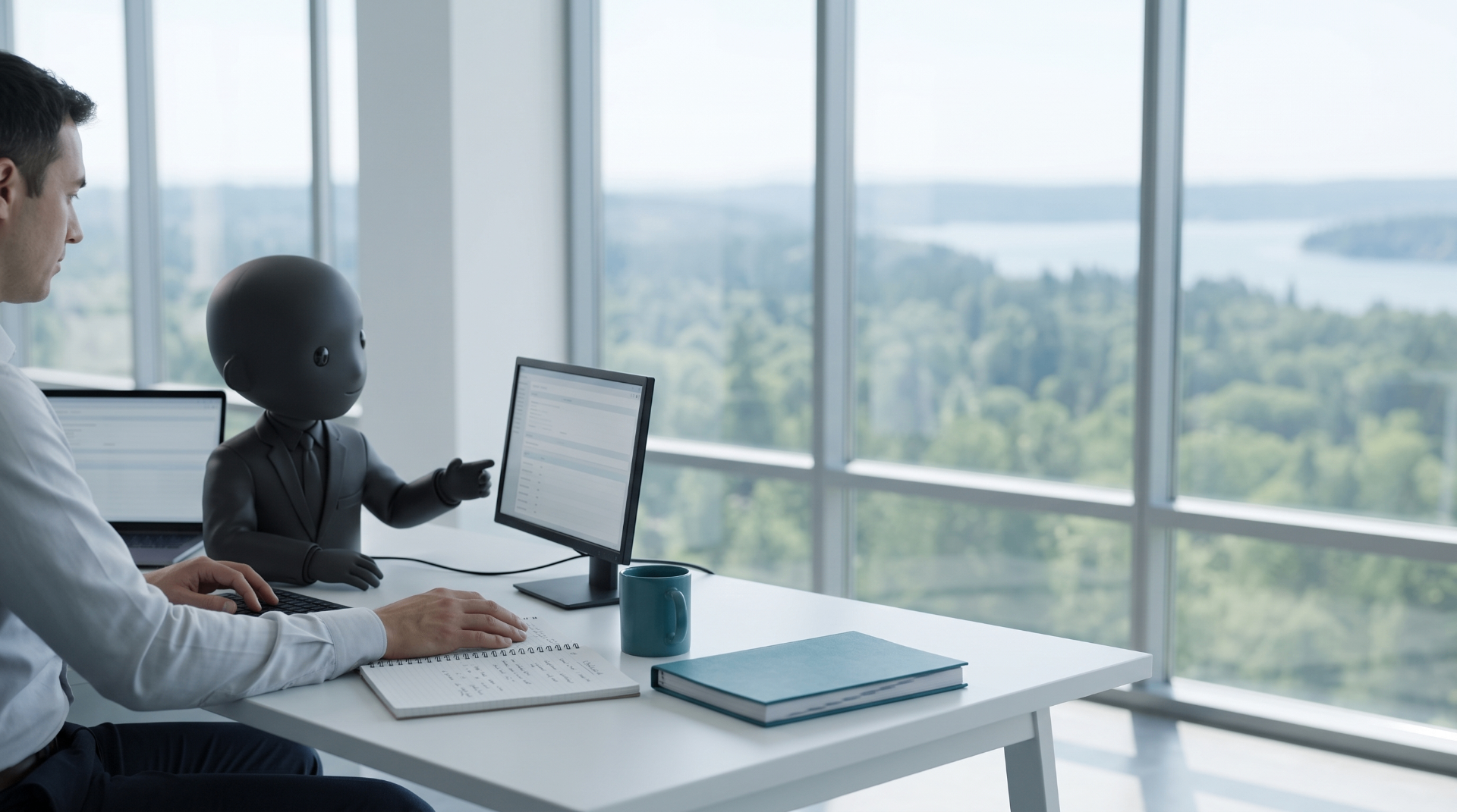 A person working alongside an AI assistant